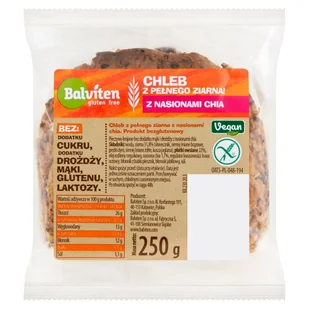Balviten Chleb z Pełnego Ziarna z Nasionami Chia bezglutenowy 250g - - Chleb - miniaturka - grafika 1