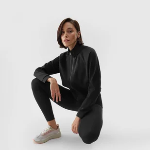 Damska bluza treningowa rozpinana bez kaptura 4F 4FAW23TFSWF196 - czarna - Bluzy sportowe damskie - miniaturka - grafika 1