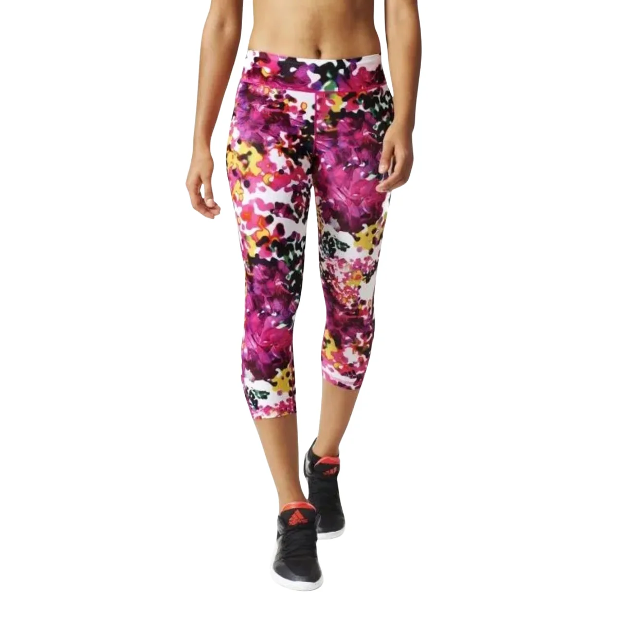 Damskie Legginsy Treningowe Kolorowe Adidas 3/4 Flower XXS