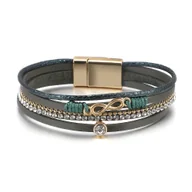 Bransoletki - Bransoletka damska boho zielona magnetyczna z ozdobą złotą - miniaturka - grafika 1