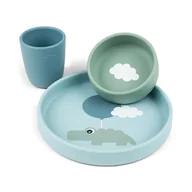 Miseczki i talerzyki dla dzieci - Done by Deer Silikonowy Zestaw Obiadowy Happy Clouds Blue - miniaturka - grafika 1