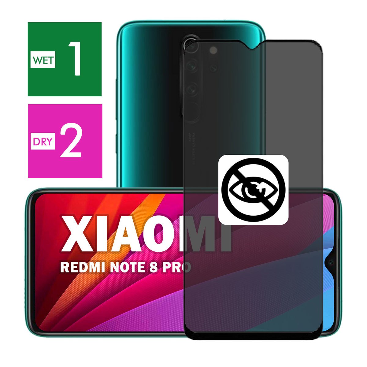 SZKŁO DO XIAOMI REDMI NOTE 8 PRO PRYWATYZUJĄCE ANTYSZPIEGOWSKIE 5D