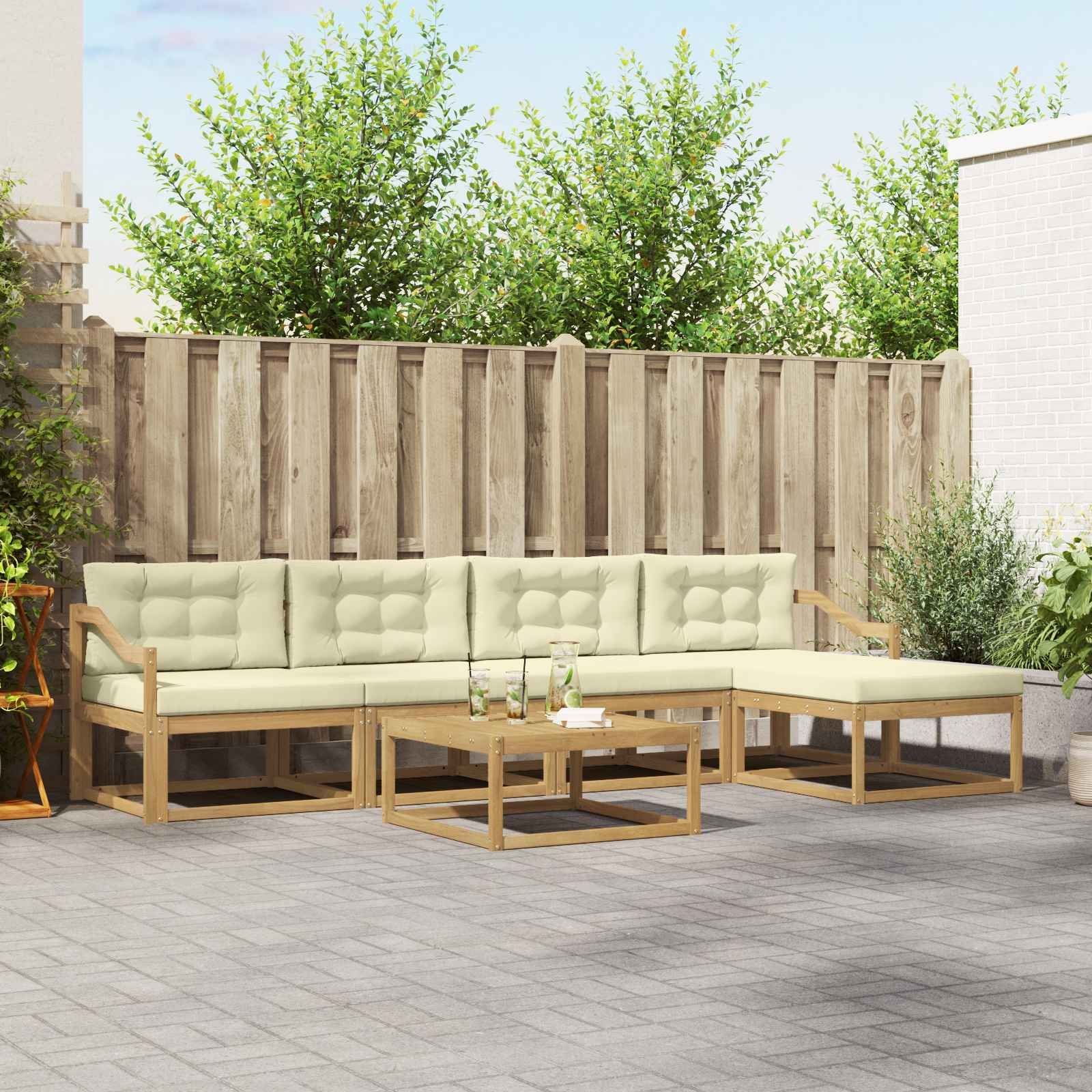 vidaXL Zestaw sof na zewnątrz 6 pcs Biały i kremowy 79 x 79 x 37 cm