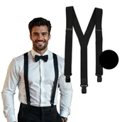 Dodatki do ubrań - Czarne szelki do spodni z czarnymi żabkami SZ150 - miniaturka - grafika 1