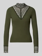 Koszulki i topy damskie - Bluzka z długim rękawem o kroju slim fit z mieszanki wiskozy model ‘TILDE’ - miniaturka - grafika 1