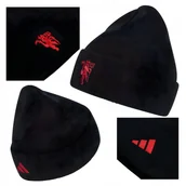 Czapki damskie - Czapka adidas Manchester United Czarna Unisex Logo Klubu Wywijana Ciepła - miniaturka - grafika 1