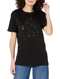 Armani Exchange Koszulka damska zwijana z logo, czarna, rozmiar M, czarny, M - Koszulki i topy damskie - miniaturka - grafika 1