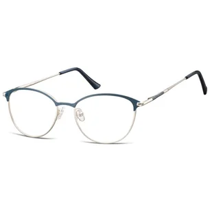Okulary damskie zerówki kocie oprawki korekcyjne medium M295D granatowy/srebrny - Okulary korekcyjne, oprawki, szkła - miniaturka - grafika 1