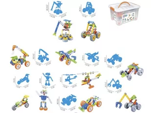 Klocki Elastyczne, Konstrukcyjne 167 El. Samochód, Auto, Helikopter, Samolot, Robot Do Rozkręcania I Skręcania 10w1 - Roboty dla dzieci - miniaturka - grafika 1