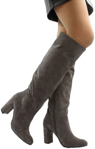 Kozaki Nessi 18456 Szary W1 Skórzane - NESSI - Kozaki damskie - miniaturka - grafika 1