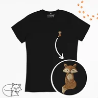 Koszulki męskie - Haftowany T-shirt - LIS - czarny 2XL - miniaturka - grafika 1