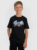 Koszulki dla chłopców - 4F T-shirt regular z nadrukiem świątecznym chłopięcy - czarny 158 (12-13 lat) - miniaturka - grafika 1