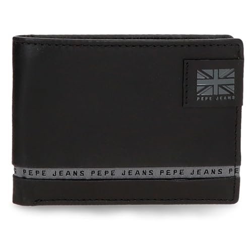 Pepe Jeans Portfel z portfelem z portfelem czarny 12,5x9,5x1 cm Skóra by Joumma Bags, Czarny (Black), Talla única, Portfel z portfelem