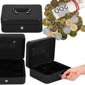 Sejfy i kasy pancerne - Kasetka Na Pieniądze Metalowa 25X20X9 Cm Sejf Czarny - miniaturka - grafika 1