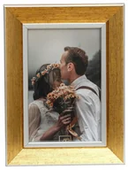 Ramki na zdjęcia - Ramka na zdjęcie 30x40 złota Gloria srebrny pasek - miniaturka - grafika 1
