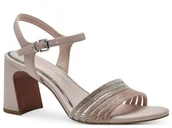 Sandały damskie - Sandały damskie na obcasie wizytowe na wesele różowe Marco Tozzi 28383-36 - miniaturka - grafika 1