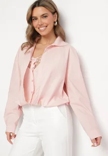 Różowa Bawełniana Koszula i Top na Ramiączkach z Koronką Odarriva - Koszule damskie - miniaturka - grafika 1