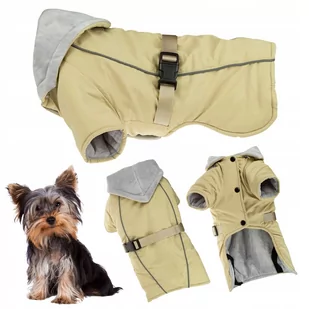 Ubranko dla psa na zimę z ODBLASKIEM ocieplane z kapturem kurtka S - Ubranka dla psów - miniaturka - grafika 1
