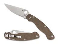 Noże - Nóż składany Spyderco Military 2 Brown Canvas Micarta, Satin Cru-Wear by Sal i Eric Glesser (C36MPCW2) - miniaturka - grafika 1