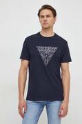 Koszulki męskie - Guess t-shirt bawełniany męski kolor granatowy z aplikacją - miniaturka - grafika 1