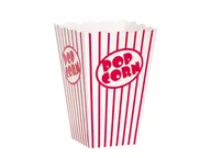 Dekoracje i nakrycia stołu na imprezę - Pudełka na popcorn w biało-czerwone paski - 10 szt. - miniaturka - grafika 1