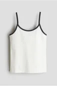 Swetry dla dziewczynek - H & M - Cotton jersey strappy top - Biały - H&M - miniaturka - grafika 1