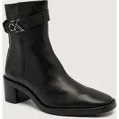 Botki damskie - Calvin Klein Skórzane botki na słupku - miniaturka - grafika 1