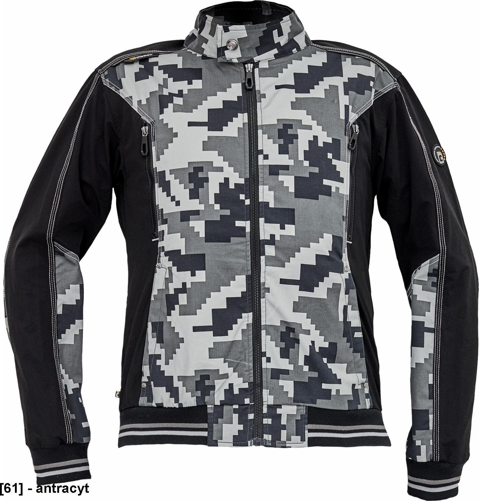 CERVA NEURUM CAMOUFLAGE kurtka - męskia kurtka robocze ze stójką, 4 kieszenie, elastyczny materiał Trifibetex, nadruk moro, odblaski - antracyt 62