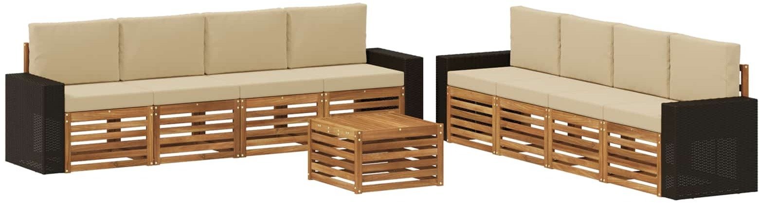 vidaXL Zestawy sof z poduszką 9 pcs Lite Drewno Akacji