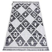 Dywany - Dywan MAROC P662 Romby czarny / biały Frędzle berberyjski marokański shaggy, 140x190 cm - miniaturka - grafika 1