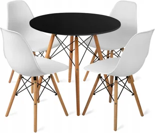 Stół 80cm Black+ 4 krzesła Skandynawskie - Stoły z krzesłami - miniaturka - grafika 1