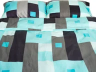 Pościel - Nowoczesna pościel z polaru - stylowy wzór w kolorze turkusowym, czarnym, szarym wykonana w 100% z poliestru 240x220 cm - miniaturka - grafika 1