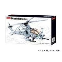 Klocki Sluban Wojsko Helikopter bojowy szary 482el. 158015 GAZELO - Klocki - miniaturka - grafika 1