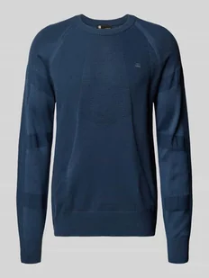 Sweter z dzianiny z wyhaftowanym logo i okrągłym dekoltem - Swetry męskie - miniaturka - grafika 1