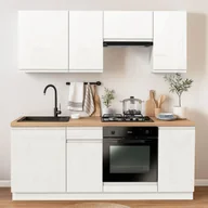 Meble kuchenne - Zestaw Mebli Kuchennych MODERN 200 cm Biały Połysk Nowoczesny - miniaturka - grafika 1