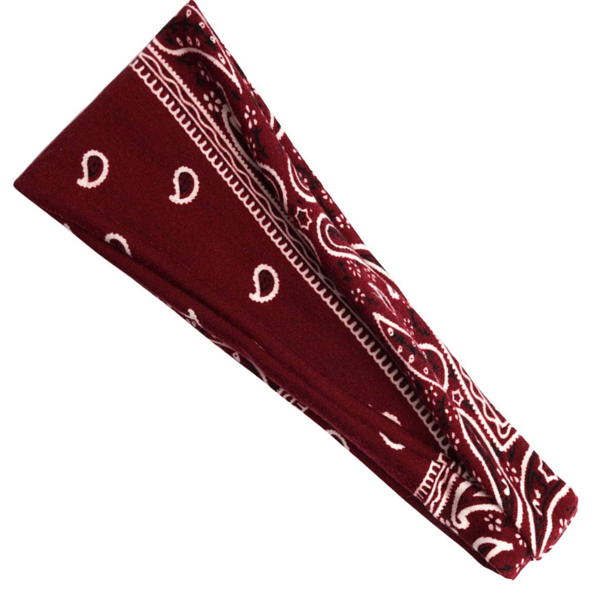 Opaska na Głowę Bordowa do Włosów Szeroka Elastyczna Paisley Gładka Wygodna