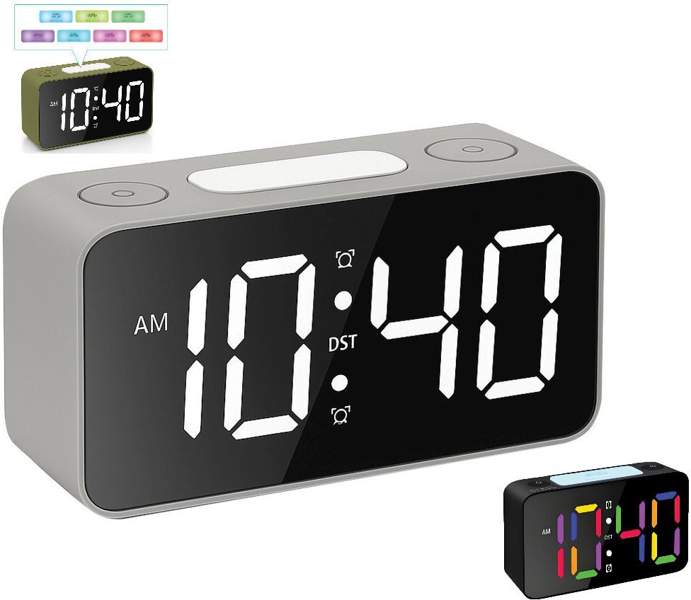 JVD Zegar budzik sieciowy LED SB2020.2 kolorowe podświetlenie 16,5x8 cm