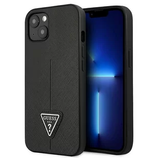 Guess GUHCP14SPSATLK iPhone 14 6,1` czarny/black hardcase SaffianoTriangle Logo - Etui i futerały do telefonów - miniaturka - grafika 1