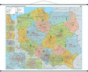 EkoGraf Polska mapa ścienna kody pocztowe 1:500 000 Ekograf - Atlasy i mapy - miniaturka - grafika 1