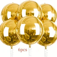 Inne - TEMU 6 sztuk Dużych 22-calowych Złotych Balonów Mylar - Odblaskowe Okrągłe Balony z Aluminiowym Folią do Dekoracji , Ślubów, Urodzin i Więcej - - miniaturka - grafika 1
