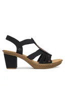 Sandały damskie - Rieker Sandały 66526-00 Czarny - miniaturka - grafika 1