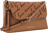 Torebki damskie - TOREBKA LISTONOSZKA MONNARI CAMEL HAFT ZAWIESZKI LOGO - miniaturka - grafika 1