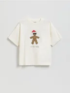 Koszulki dla chłopców - Reserved - Świąteczny t-shirt - złamana biel - miniaturka - grafika 1