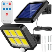 Lampy pozostałe - Lampa solarna ścienna 120 LED COB z czujnikiem ruchu i zmierzchu PIR - miniaturka - grafika 1
