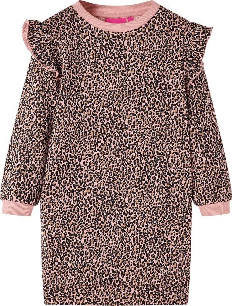 vidaXL Dziecięca sukienka dresowa w panterkę, subtelny róż, 92