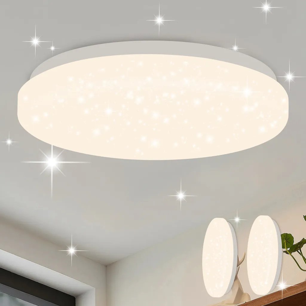 ZMH Led lampa sufitowa 2szt gwiaździste niebo lampa sufitowa nowoczesna mała okrągła 15W 4000K 21cm neutralna biel do sypialni schody kuchnia salon biuro korytarz