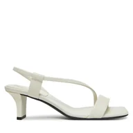 Sandały damskie - Sandały Calvin Klein Heel Sandal 50 Squared Lth HW0HW02534 Biały - miniaturka - grafika 1