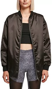 Urban Classics Damska kurtka oversized satynowa bomber, czarny, M - Kurtki damskie - miniaturka - grafika 1