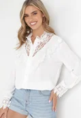 Koszule damskie - Biała Koszula z Koronką i Sargaia - miniaturka - grafika 1