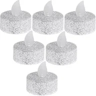 Oświetlenie świąteczne - Christmas Gifts, ZESTAW 6 ŚWIECZEK LAMPEK TEA LIGHT LED SREBRNY BROKAT - miniaturka - grafika 1